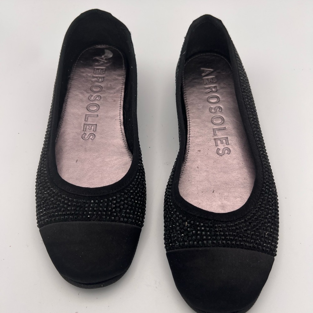 AeroSoles Black Rhinestone Shoes | Ballet Sz 6.5
